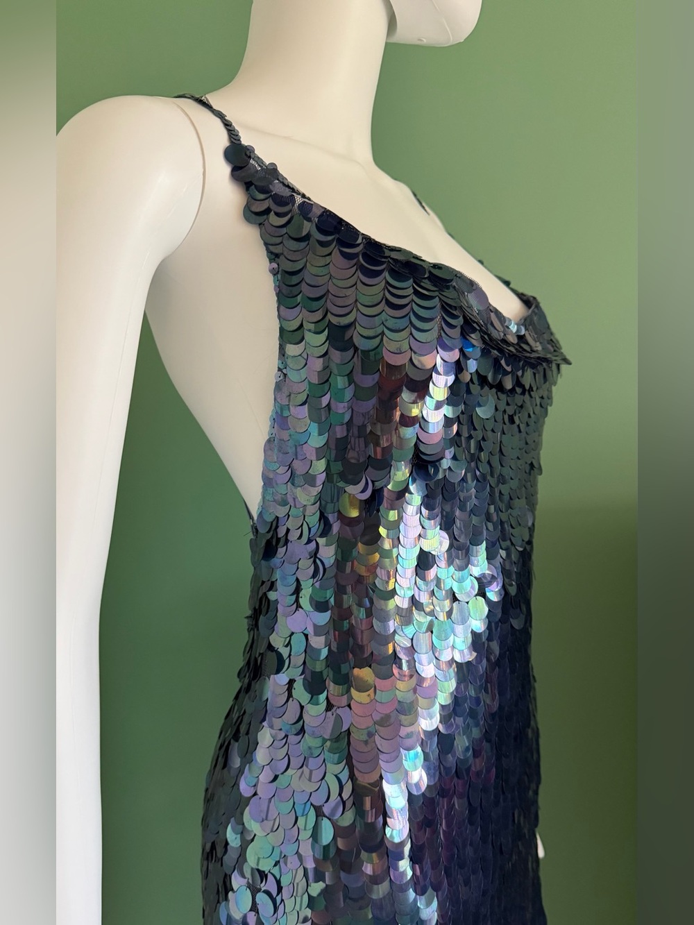 Betsey Johnson Vintage Iridescent Multi-Sequin Slip Dress - Picture 9 of 15